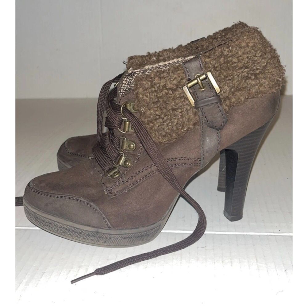 Limelight Heel Bootie Winter Shoes Warm Ankle Faux Fur Womens Size 8
